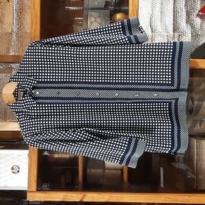 Allison Dailey Blue/White Polkadot Blouse Size 12